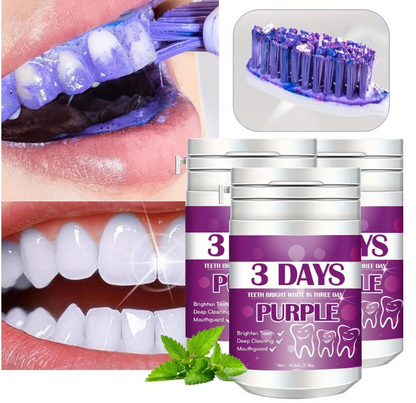 Purple Tooth Cleaning Powder, 3-day Deep Cleaning Tooth Powder BreathFreshener, Basic Oral Care, Daily Life Tooth Cleaning Tools Teeth Whitening Powder