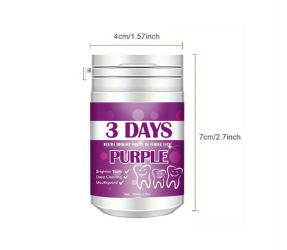 Purple Tooth Cleaning Powder, 3-day Deep Cleaning Tooth Powder BreathFreshener, Basic Oral Care, Daily Life Tooth Cleaning Tools Teeth Whitening Powder