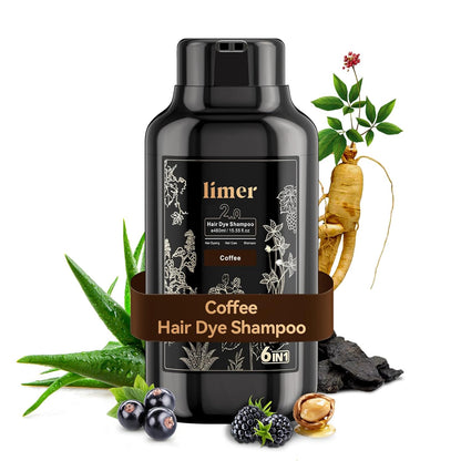 Limer 3-in-1 Instant Coffee Hair Dye Shampoo – 10-Minute Grey Coverage